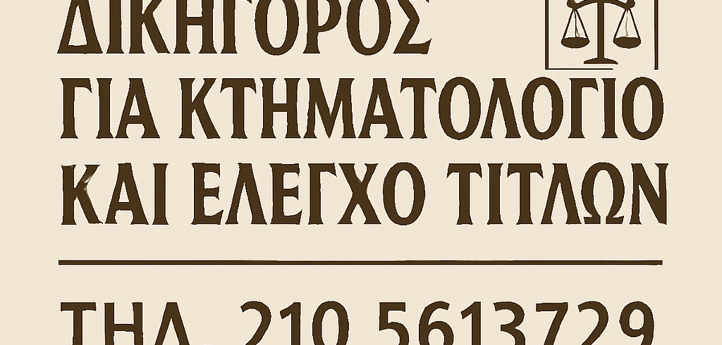 Κτηματολόγιο Αιγάλεω Δικηγόρος για Κτηματολόγιο και Έλεγχο Τίτλων στο Αιγάλεω – Κωνσταντίνος Νικολαρόπουλος