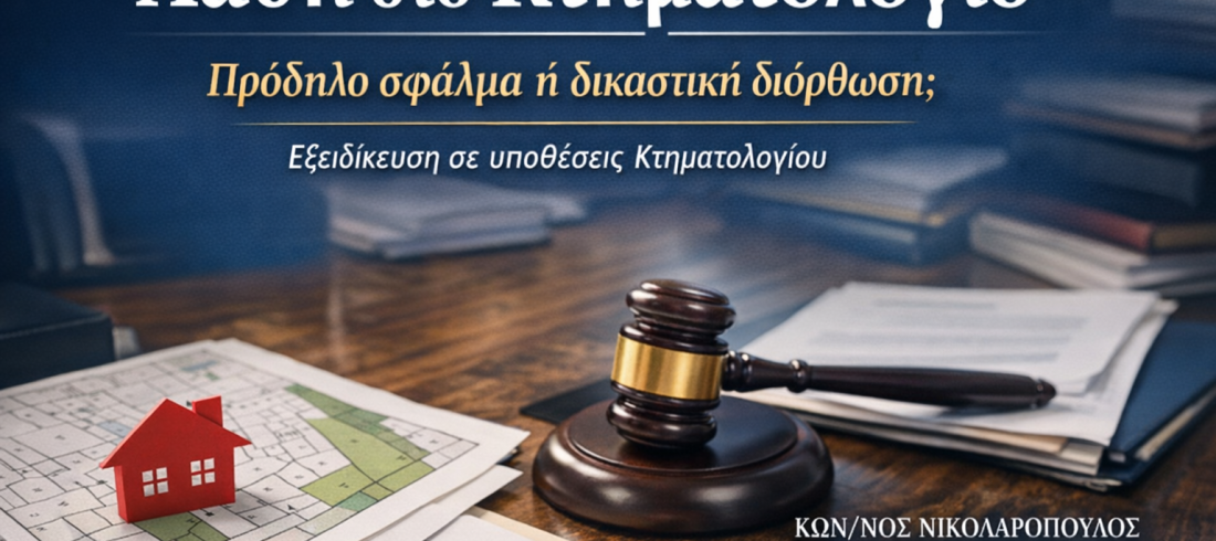 κτηματολόγιο λάθη δικηγόρος Αιγάλεω