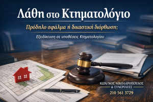 κτηματολόγιο λάθη δικηγόρος Αιγάλεω