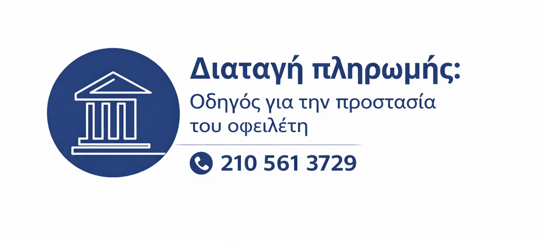 ChatGPT Image 23 Μαρ 2026, 10_29_30 μ.μ. Διαταγή πληρωμής οδηγός για την προστασία του οφειλέτη με εικονίδιο δικαιοσύνης και τηλέφωνο επικοινωνίας 210 561 3729